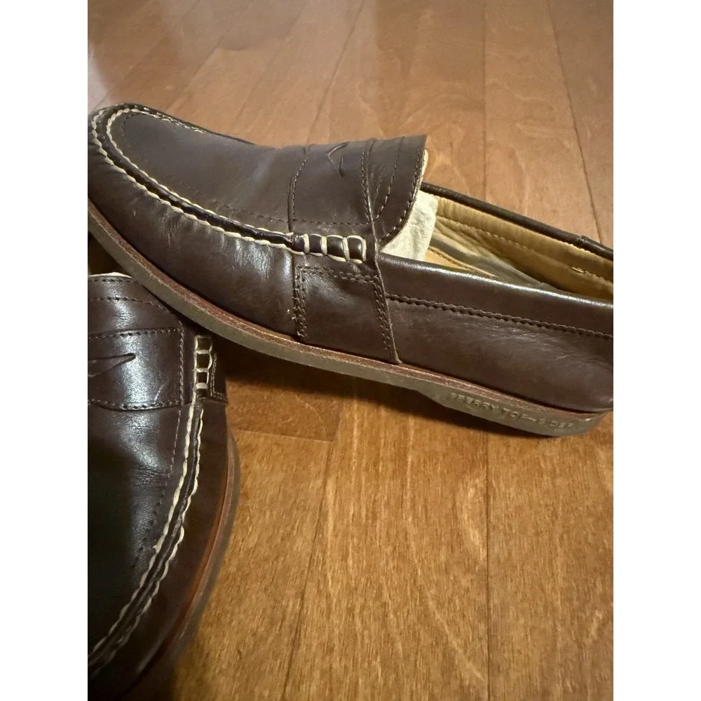 Gold Cup Sperry Brown Leather Penny Loafer Top Slider Men's 9.5M Classic Preppy